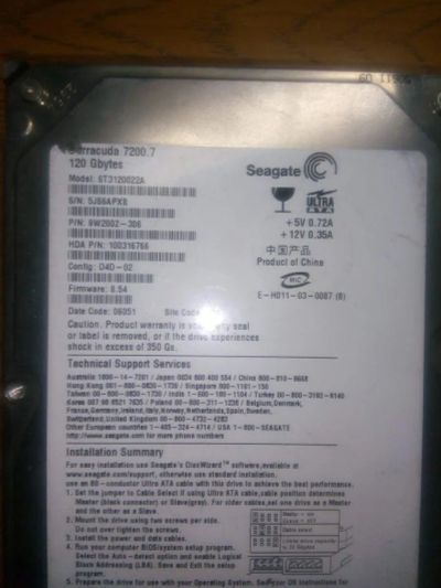 Лот: 16953040. Фото: 1. Жёсткий диск Seagate 120GB. Жёсткие диски (HDD)
