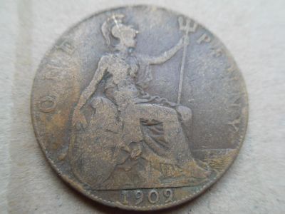 Лот: 6786325. Фото: 1. Великобритания 1 пенни 1909. Великобритания и острова