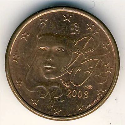 Лот: 8989858. Фото: 1. 1 евроцент 2008 года - Франции... Европа