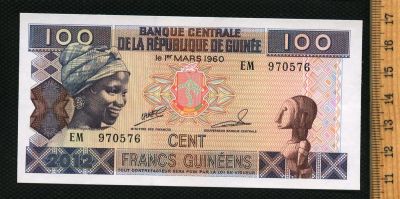 Лот: 3157039. Фото: 1. Гвинея 100 центов 1960г. (люкс... Другое (банкноты)