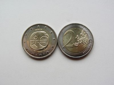 Лот: 14702586. Фото: 1. Мальта 2 евро 2009 " 10 лет Введения... Европа