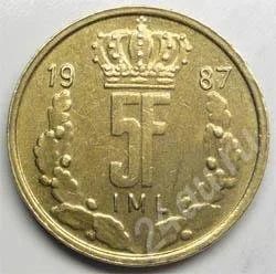 Лот: 358869. Фото: 1. Люксембург. 5 франков 1987. Европа