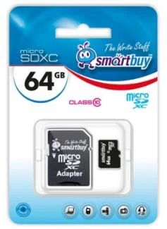 Лот: 5342908. Фото: 1. Карта памяти Microsdxc 64Gb SmartBuy... Карты памяти