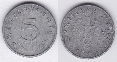 Лот: 3273785. Фото: 1. Германия 5 пфенигов 1941А. Германия и Австрия