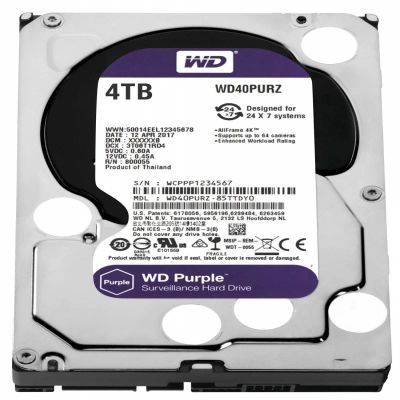 Лот: 15436665. Фото: 1. HDD WD 4Tb Purple WDC WD40PURZ-85TTDY0. Жёсткие диски