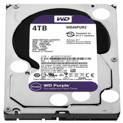 Лот: 15436665. Фото: 1. HDD WD 4Tb Purple WDC WD40PURZ-85TTDY0. Жёсткие диски (HDD)