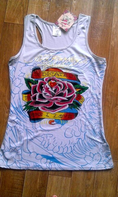 Лот: 3108383. Фото: 1. Крутая Майка от "Ed Hardy" серая... Футболки, топы и майки