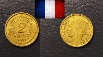 Лот: 18891855. Фото: 1. Франция 2 франка 1931 Третья Республика... Европа