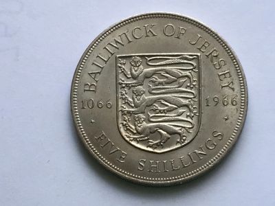 Лот: 12744060. Фото: 1. Джерси, 5 шиллингов. 1966 год... Европа