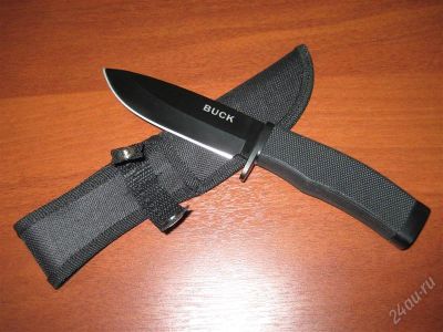 Лот: 1606709. Фото: 1. Нож "BUCK" черный с ножнами, отличный... Ножи, топоры