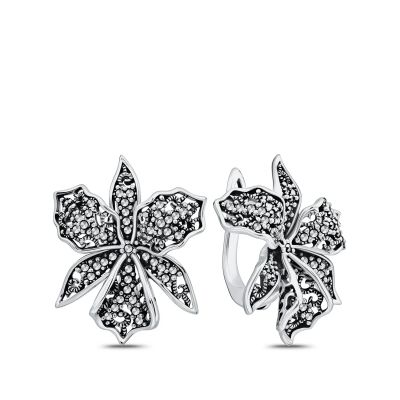 Лот: 23847286. Фото: 1. Серебряные серьги с марказитами. Серьги, каффы