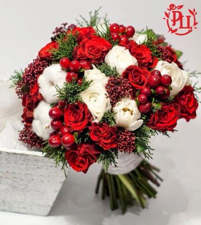 Лот: 15296324. Фото: 1. Классический свадебный букет с... Свежие цветы