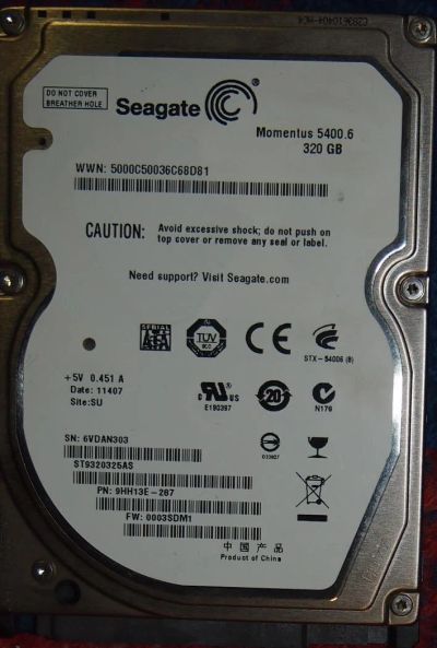 Лот: 5282454. Фото: 1. Жесткий диск для ноутбука. 320... Жёсткие диски (HDD)