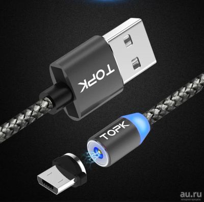 Лот: 16331264. Фото: 1. Кабель магнитный TOPK Micro USB... Дата-кабели, переходники