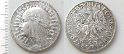 Лот: 8272894. Фото: 1. Польша. 10 злотых 1932 (серебро... Европа