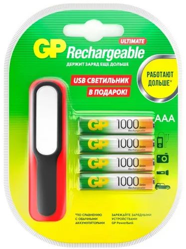 Лот: 24553006. Фото: 1. Аккумуляторы GP AAA (HR03) 1000... Батарейки, аккумуляторы, элементы питания