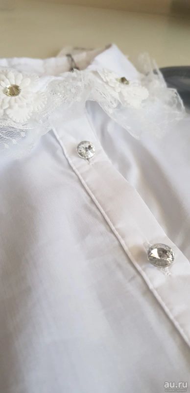 Лот: 17858302. Фото: 1. Блузка/джемпер р.140 (сер/бел... Рубашки, блузки, водолазки