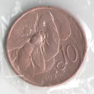 Лот: 14395921. Фото: 1. Италия 10 чентезими 1929 (60а-5... Европа