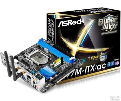 Лот: 8087023. Фото: 1. Материнская плата ASRock H97M-ITX... Материнские платы