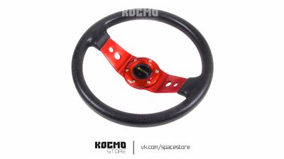 Лот: 20598419. Фото: 1. Руль МОМО 2 спицы ПУ красный. Другое (автозапчасти)