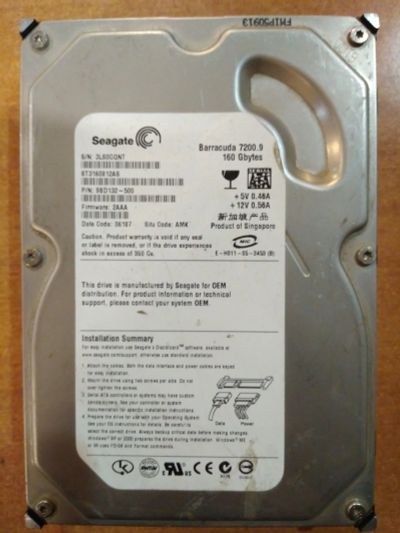 Лот: 15501106. Фото: 1. жесткий диск 3,5" Seagate 160Gb... Жёсткие диски