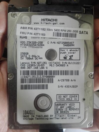 Лот: 7759905. Фото: 1. Жесткий диск HDD Hitachi 250 Gb... Жёсткие диски (HDD)