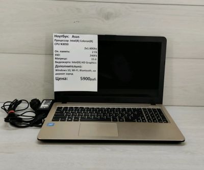 Лот: 25068887. Фото: 1. Ноутбук Asus 15.6 Intel(R) Celeron... Ноутбуки