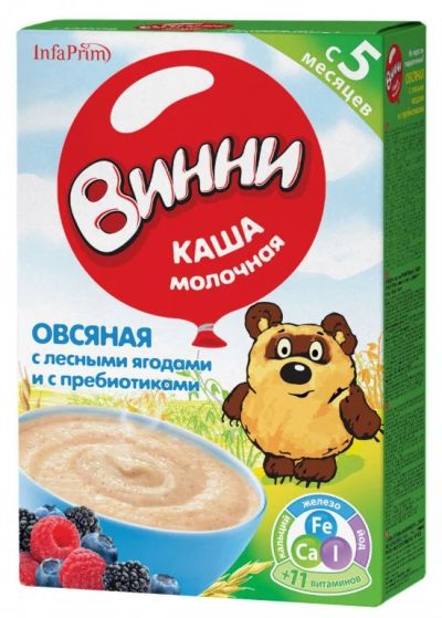 Лот: 5512867. Фото: 1. Каша "Винни" овсяная с лесными... Детское питание