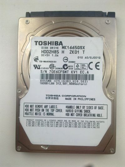 Лот: 18628513. Фото: 1. Жесткий диск Toshiba mk1665gsx... Жёсткие диски (HDD)