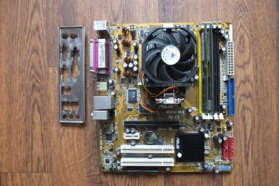 Лот: 6351485. Фото: 1. Материнка ASUS M2N-MX + 2х ядерный... Материнские платы