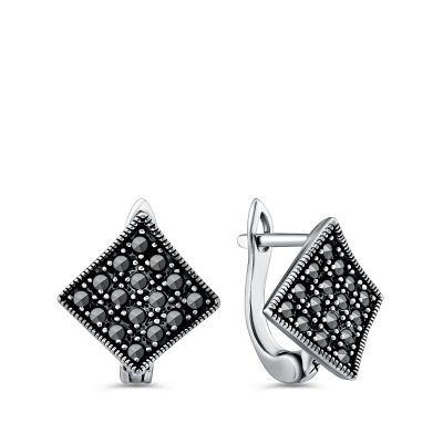 Лот: 23847395. Фото: 1. Серебряные серьги с марказитами. Серьги, каффы