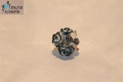 Лот: 587550. Фото: 1. Кольцо "Черно-белые розы", авторская... Кольца, перстни