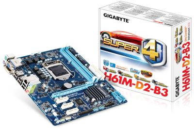 Лот: 16497882. Фото: 1. Материнская плата Gigabyte GA-H61M-D2-B3... Материнские платы