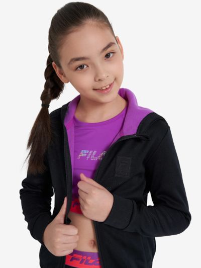 Лот: 22452353. Фото: 1. Толстовка для девочек FILA, Черный. Легкие куртки, толстовки