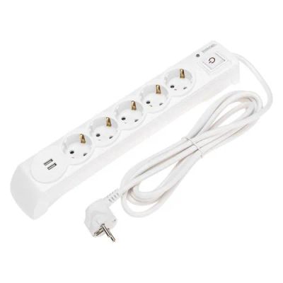 Лот: 24510441. Фото: 1. Сетевой фильтр KRANZ 2хUSB, 3... Удлинители, тройники, сетевые фильтры