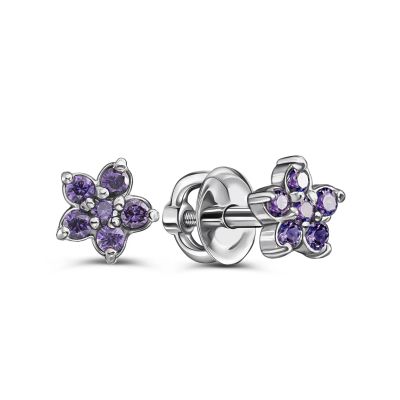 Лот: 23845556. Фото: 1. Серебряные серьги с фианитами. Серьги, каффы