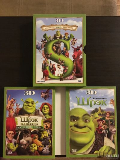 Лот: 14470504. Фото: 1. 3D Blu-ray Коллекция Шрэк + Кот... Видеозаписи, фильмы