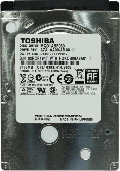 Лот: 18205936. Фото: 1. 500Gb жесткий диск для ноута Toshiba... Жёсткие диски (HDD)