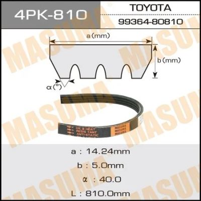 Лот: 18589862. Фото: 1. Ремень ручейковый masuma 4pk-... Расходные материалы
