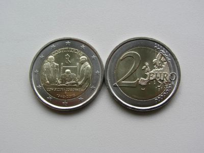 Лот: 12142715. Фото: 1. Италия 2 евро 2018 " 70 лет Конституции... Европа