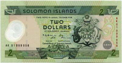 Лот: 6037804. Фото: 1. Соломоновы острова 2 доллара 2001... Австралия и Океания