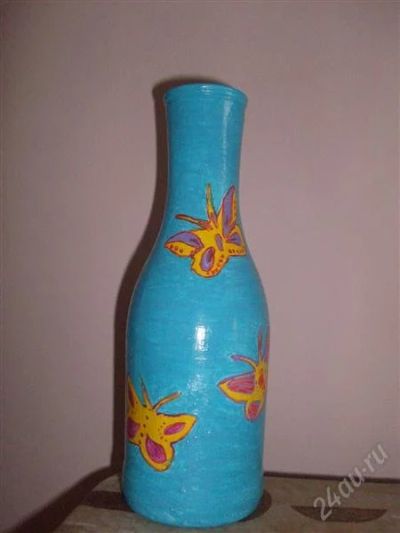 Лот: 1440041. Фото: 1. Бутылка с бабочками. Другое (ручная работа)