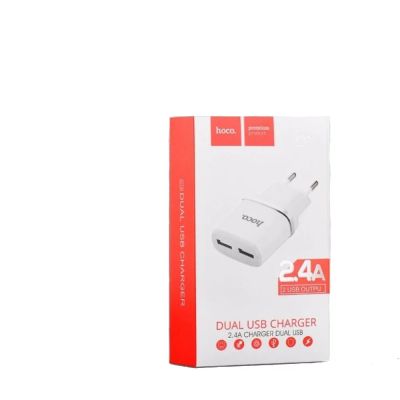 Лот: 12253975. Фото: 1. СЗУ-2USB Hoco C12, 2,4 A белый. Зарядные устройства, блоки питания, адаптеры сетевые для смартфонов