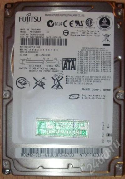 Лот: 702995. Фото: 1. 2.5 HDD 60GB Sata Fujitsu. Жёсткие диски (HDD)