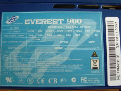 Лот: 4848032. Фото: 1. Блок питания FSP Everest 900Wt... Корпуса, блоки питания