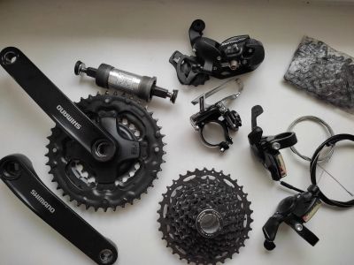 Лот: 19958180. Фото: 1. Трансмиссия Shimano 3x8 полный... Запчасти