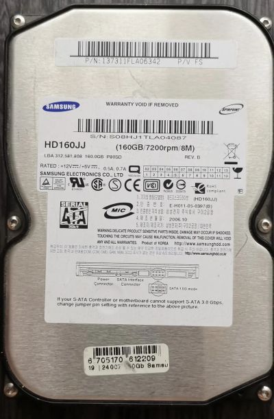 Лот: 20132225. Фото: 1. Hdd Samsung 160GB 0.16TB 7200rpm. Жёсткие диски (HDD)