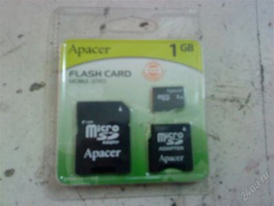 Лот: 1424222. Фото: 1. Micro SD 1GB + 2 адаптера. Карты памяти