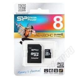 Лот: 1820673. Фото: 1. Карта памяти microSD HC 8 GB Silicon... Карты памяти