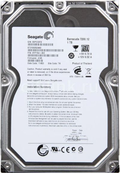 Лот: 14071642. Фото: 1. 1000ГБ Жесткий диск Seagate ST31000524AS... Жёсткие диски (HDD)
